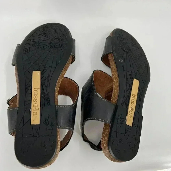 Bussola Black Maynila Flat Adjustable Sandals Leather Women's EU 39 US 8 EUC - Picture 11 of 12